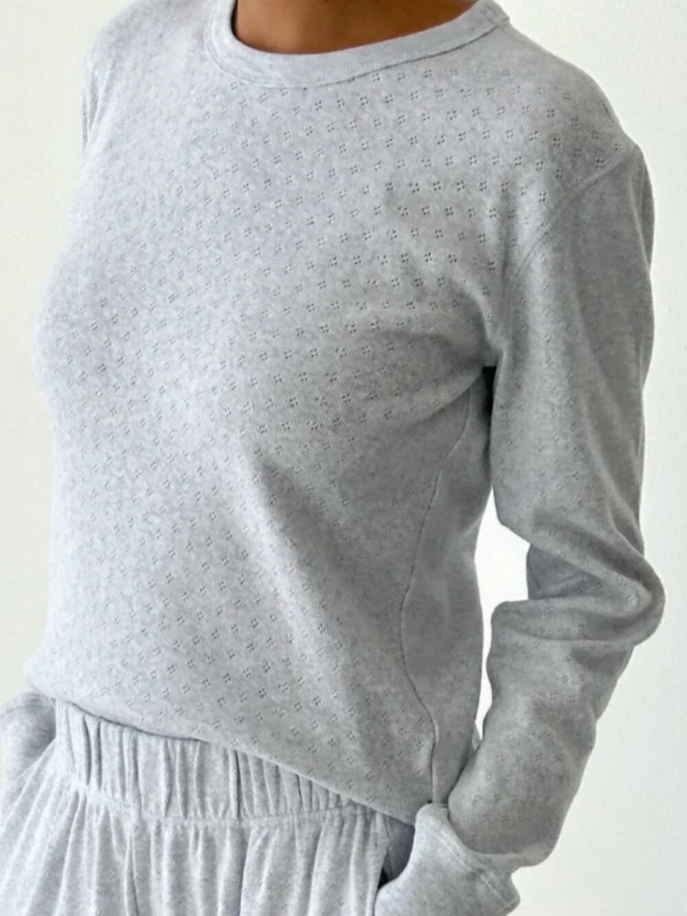 Le Bon Shoppe Pointelle Fundamental Tee, Size Small